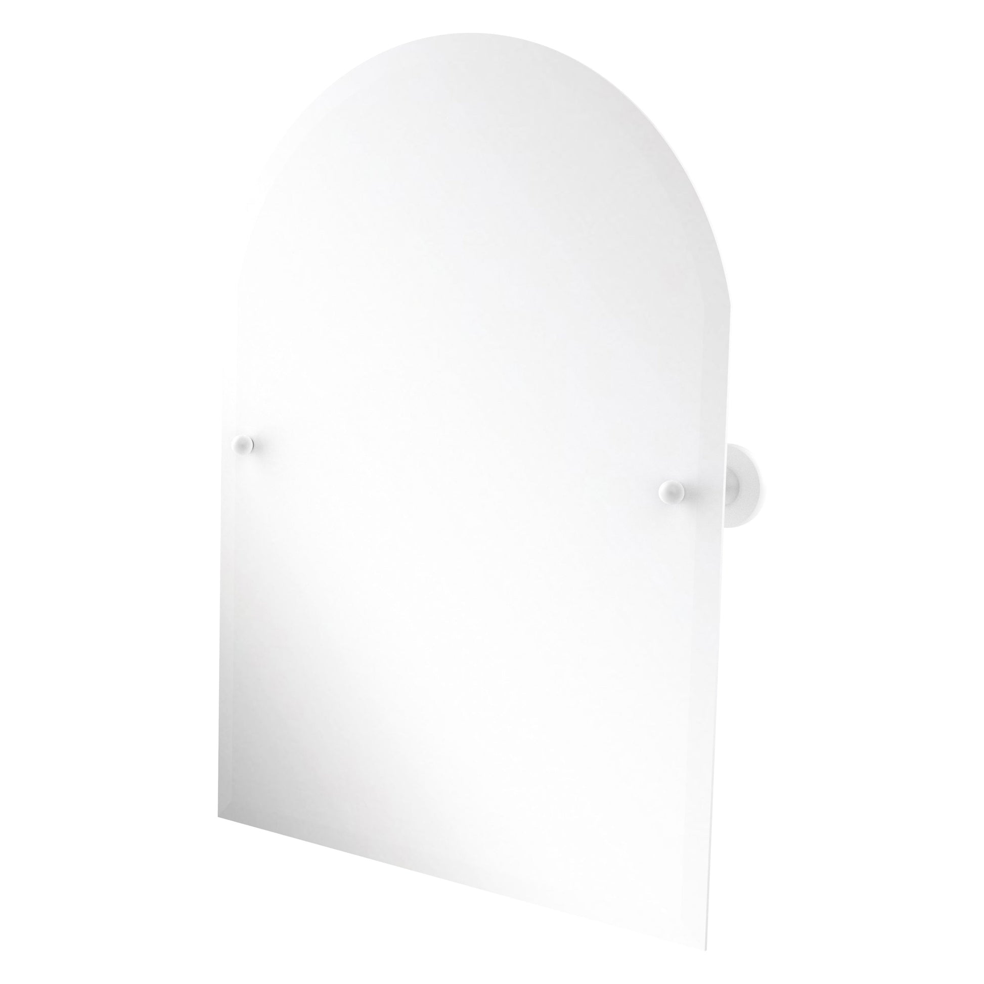Allied Brass SG-94-WHM Sag Harbor Matte White Arched Top Frameless Wall Tilt Mirror With Beveled Edge
