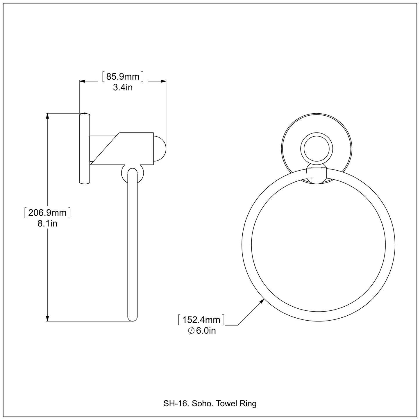 Allied Brass SH-16-GYM Soho Matte Gray Towel Ring