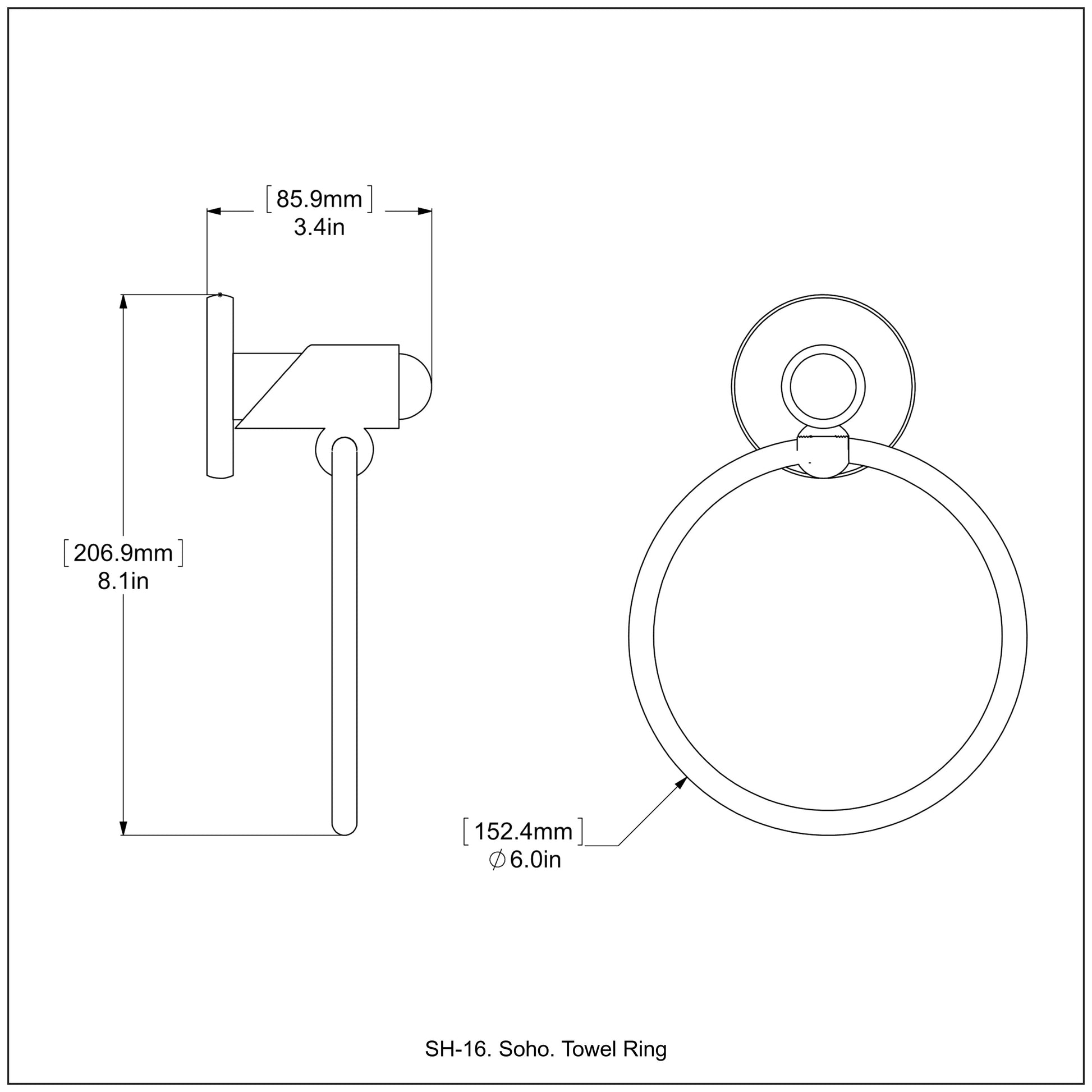 Allied Brass SH-16-GYM Soho Matte Gray Towel Ring