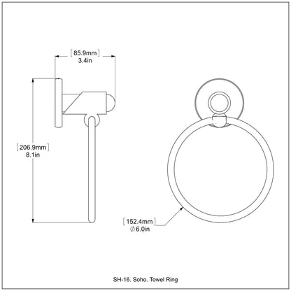 Allied Brass SH-16-GYM Soho Matte Gray Towel Ring