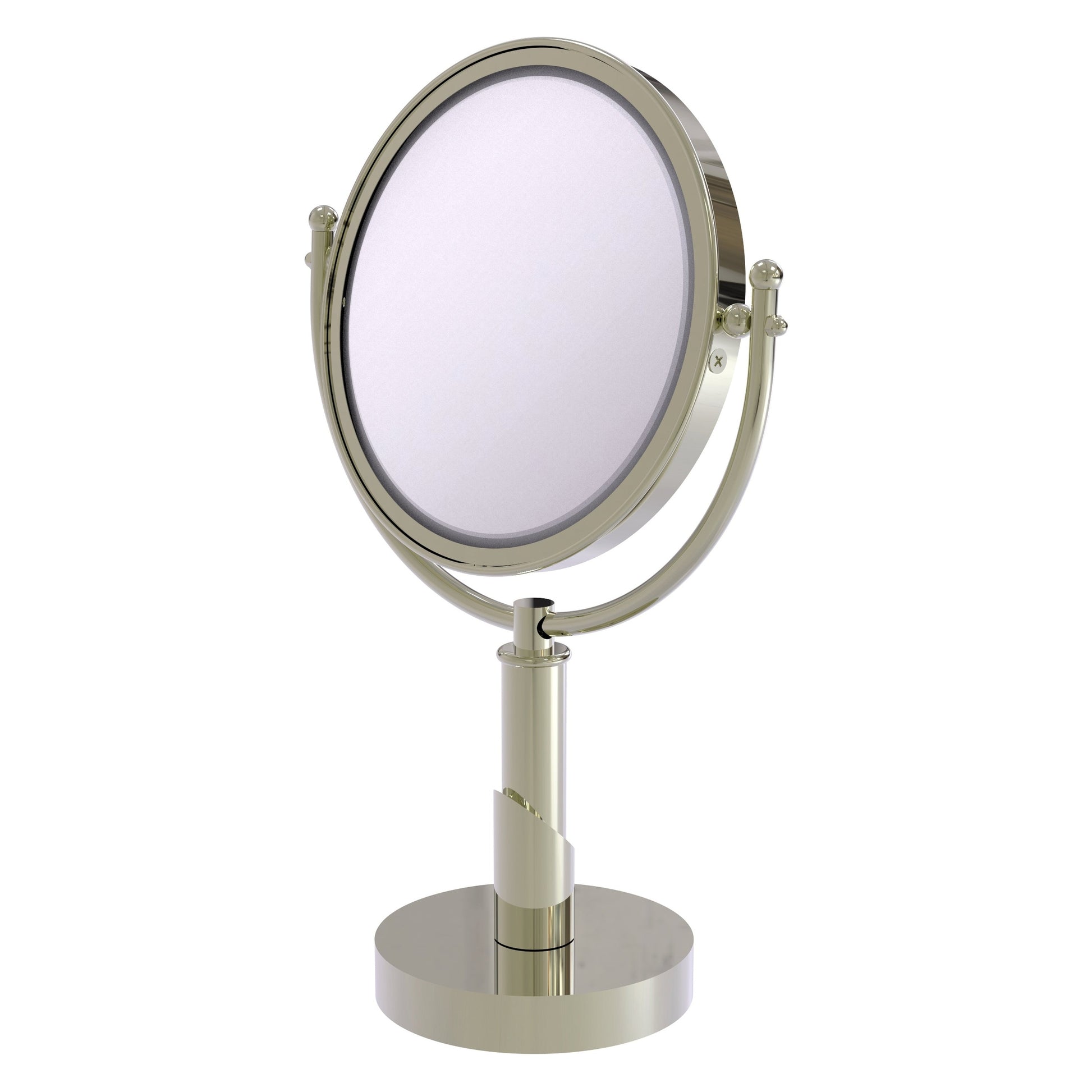 Allied Brass SH-4/2X-PNI Soho 8" Polished Nickel Vanity Top Make-Up Mirror With 2X Magnification