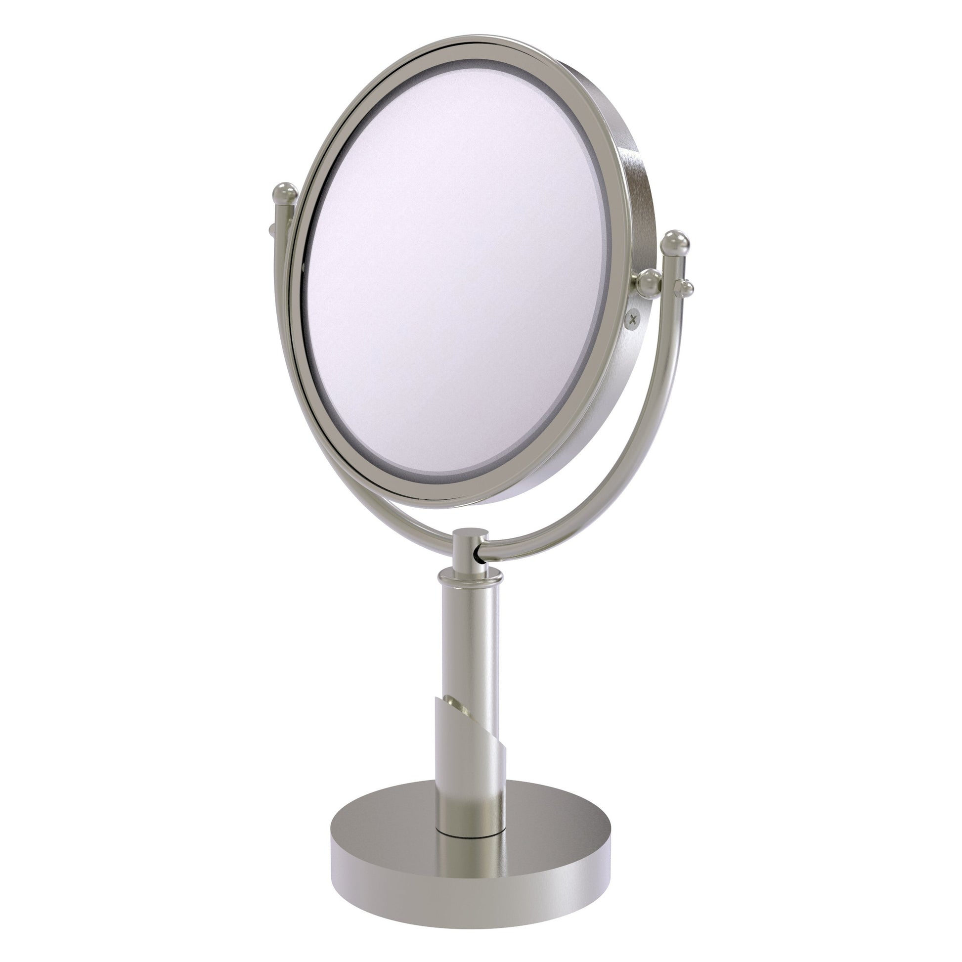 Allied Brass SH-4/2X-SN Soho 8" Satin Nickel Vanity Top Make-Up Mirror With 2X Magnification
