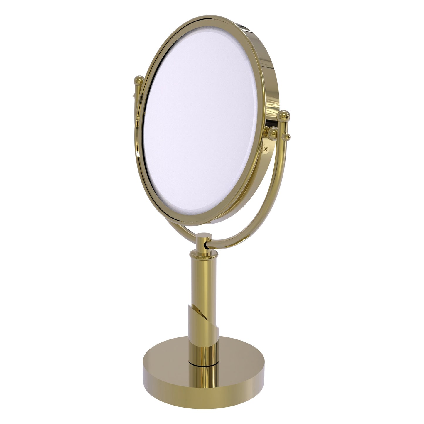 Allied Brass SH-4/5X-UNL Soho 8" Unlacquered Brass Vanity Top Make-Up Mirror With 5X Magnification