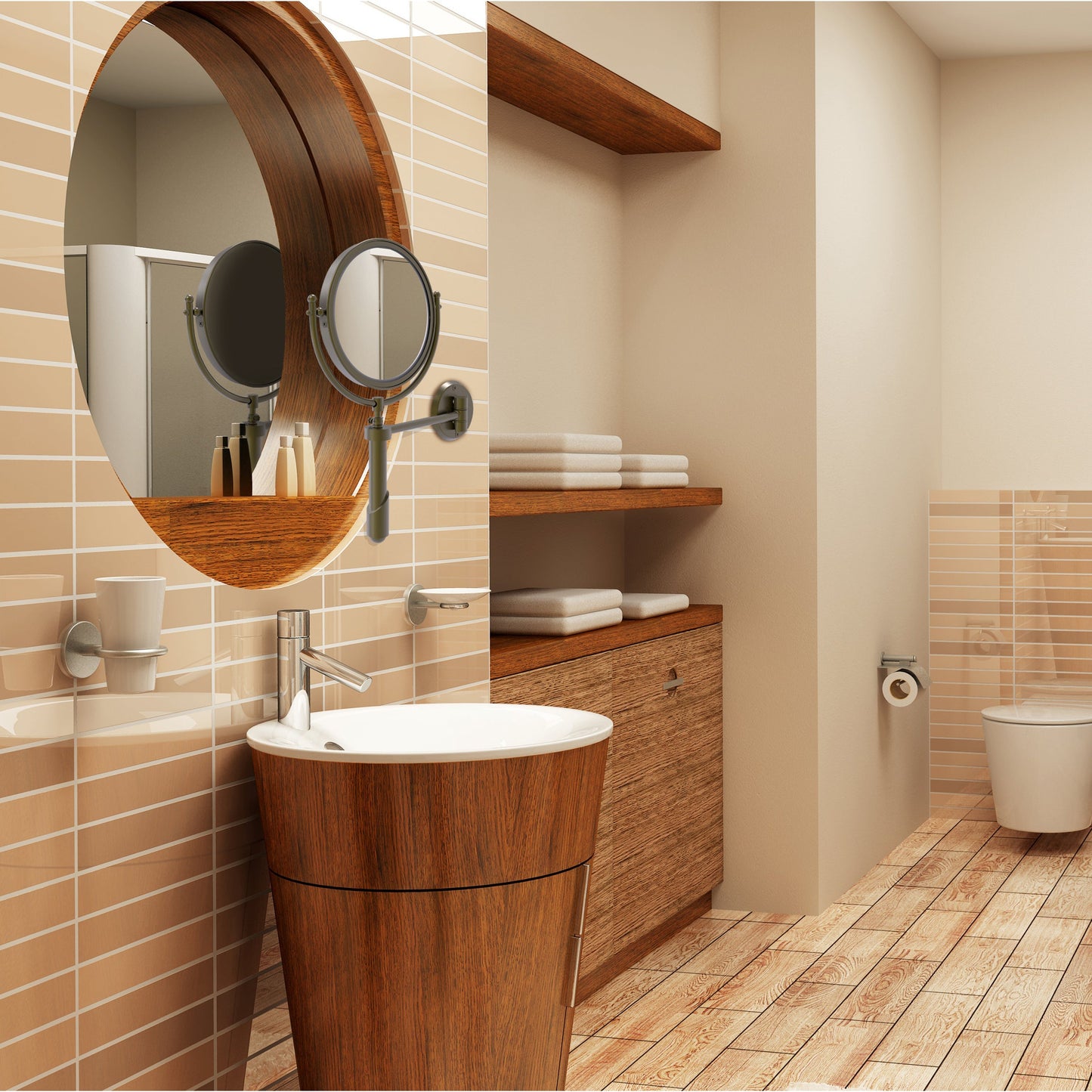 Allied Brass SHM-8/2X-ABR Soho 8" Antique Brass Wall-Mounted Make-Up Mirror With 2X Magnification