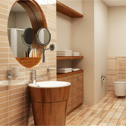 Allied Brass SHM-8/2X-ABR Soho 8" Antique Brass Wall-Mounted Make-Up Mirror With 2X Magnification