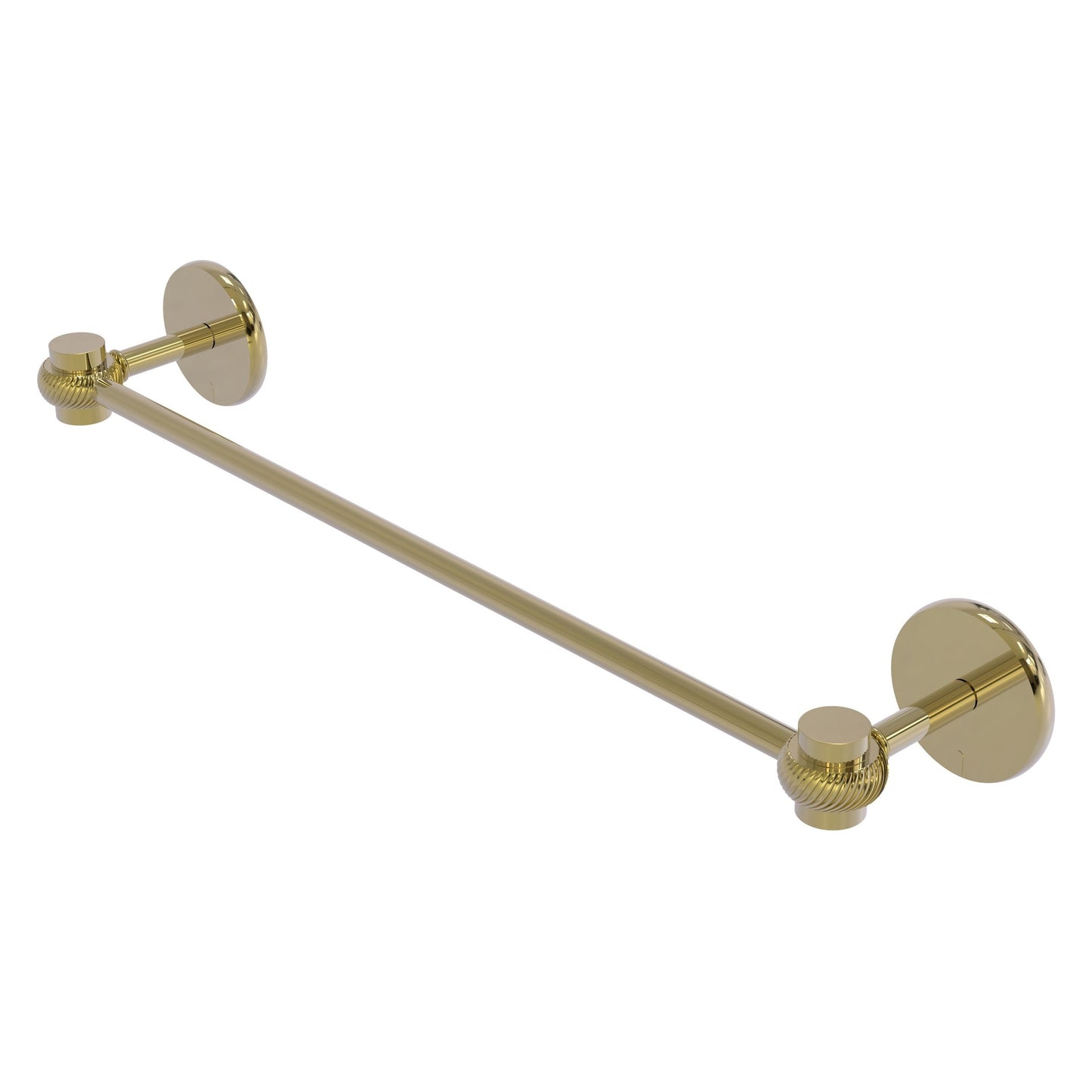 Allied Brass Satellite Orbit One 36" x 38.5" Unlacquered Brass Solid Brass Towel Bar With Twist Accents