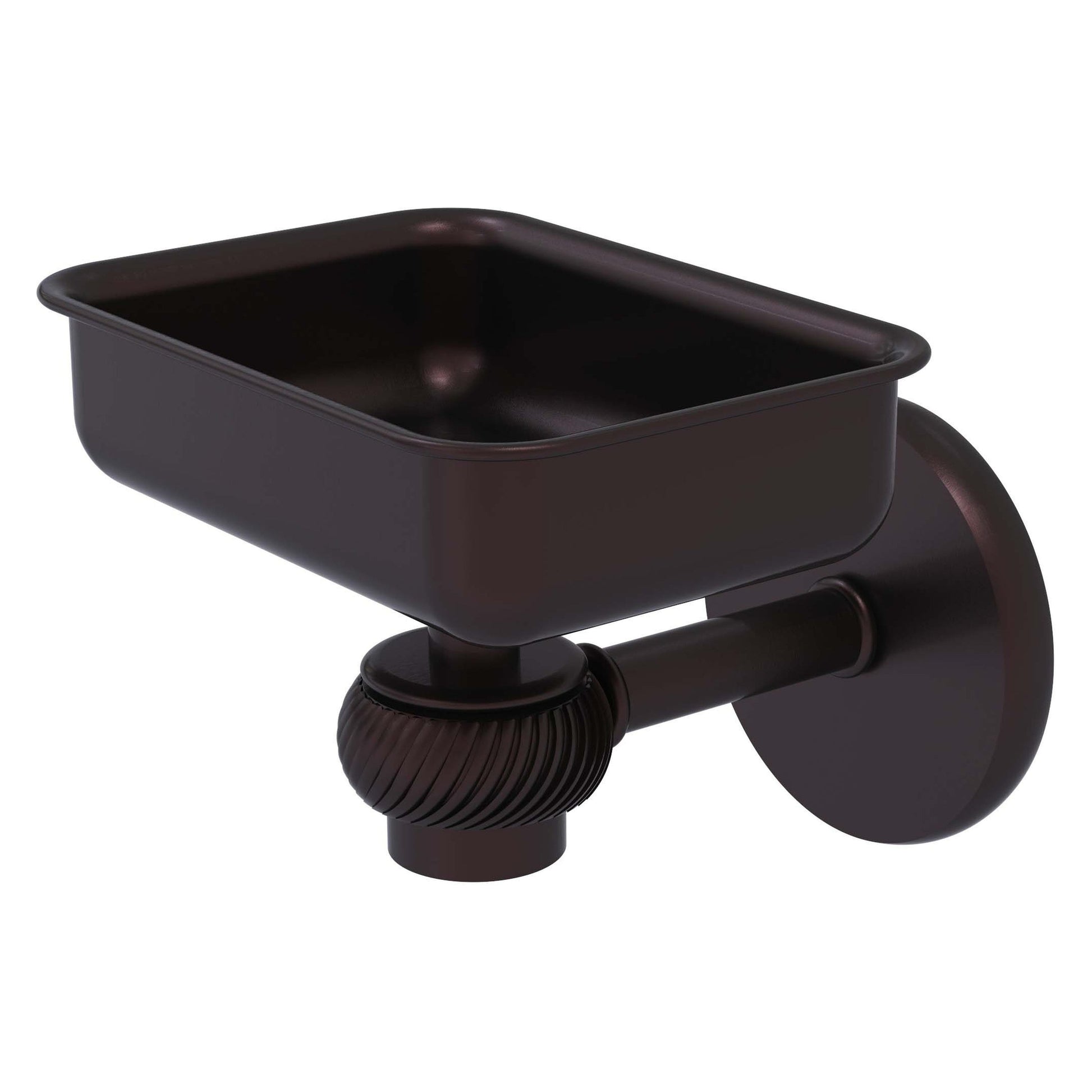 Allied Brass Satellite Orbit One 4.5" x 3.5" Antique Bronze Solid Brass Wall-Mounted Soap Dish With Twisted Accents