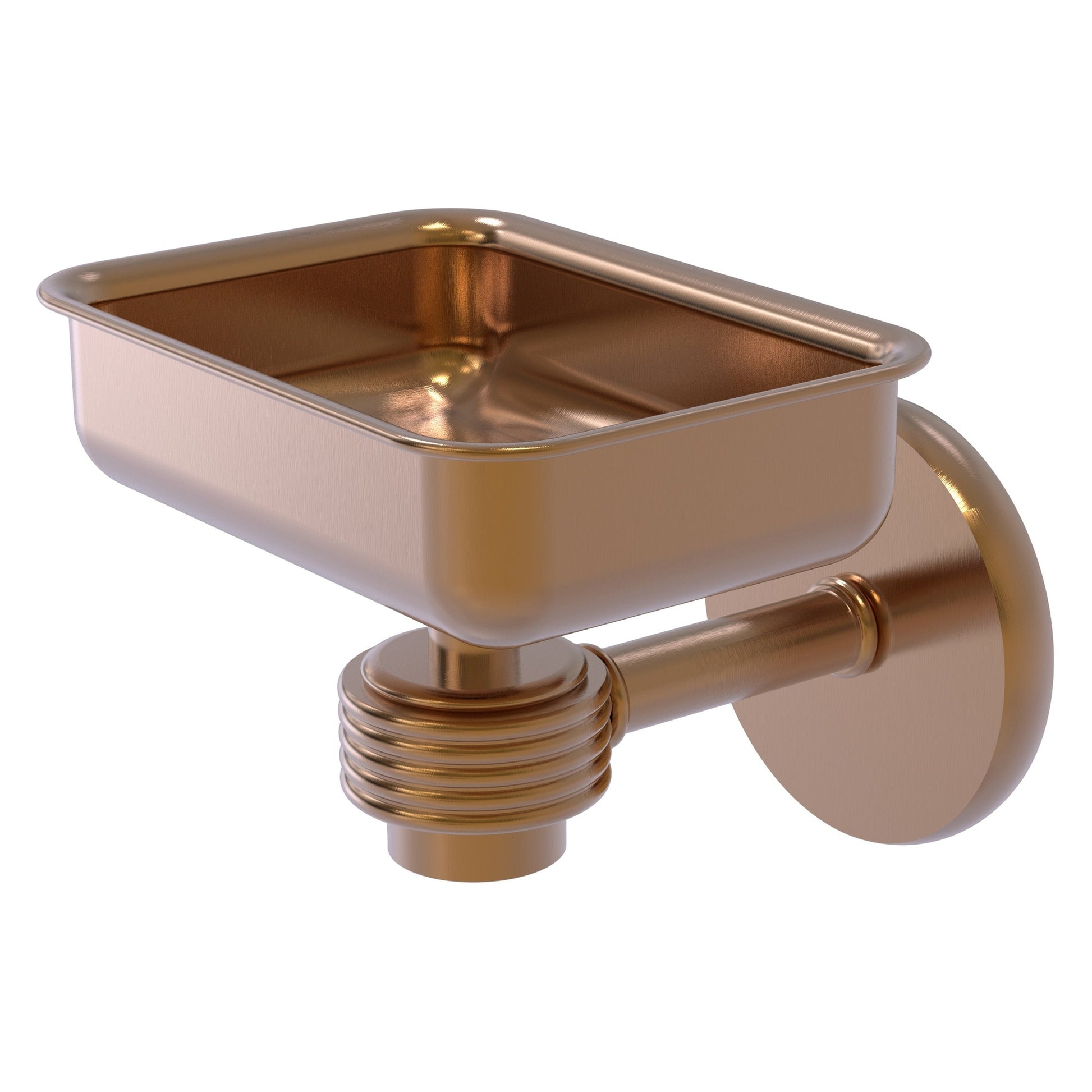Allied Brass Satellite Orbit One 4.5" x 3.5" Brushed Bronze Solid Brass Wall-Mounted Soap Dish With Grooved Accents