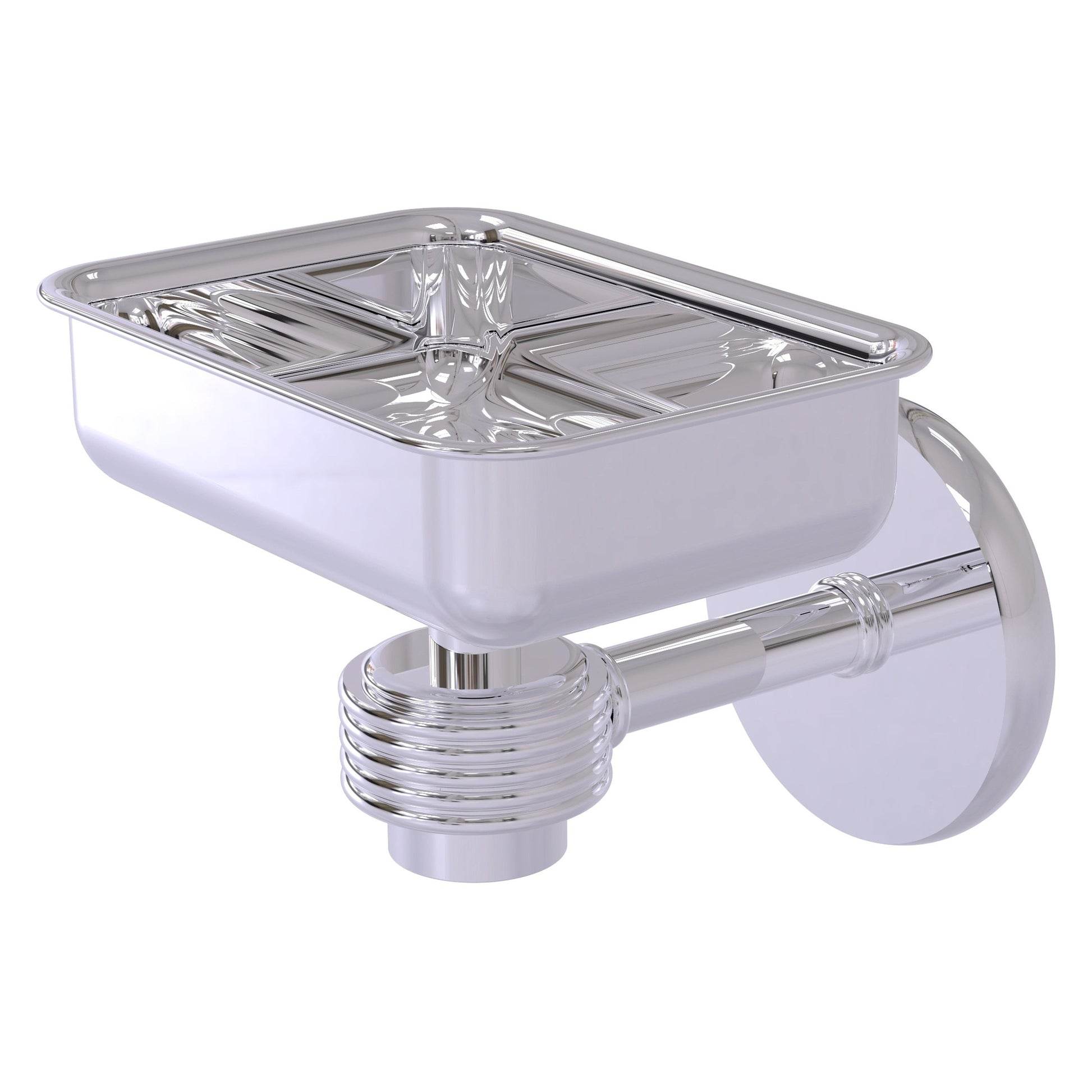 Allied Brass Satellite Orbit One 4.5" x 3.5" Polished Chrome Solid Brass Wall-Mounted Soap Dish With Grooved Accents