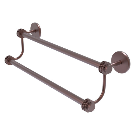 Allied Brass Satellite Orbit Two 18" x 20.5" Antique Copper Solid Brass Double Towel Bar With Dotted Accent