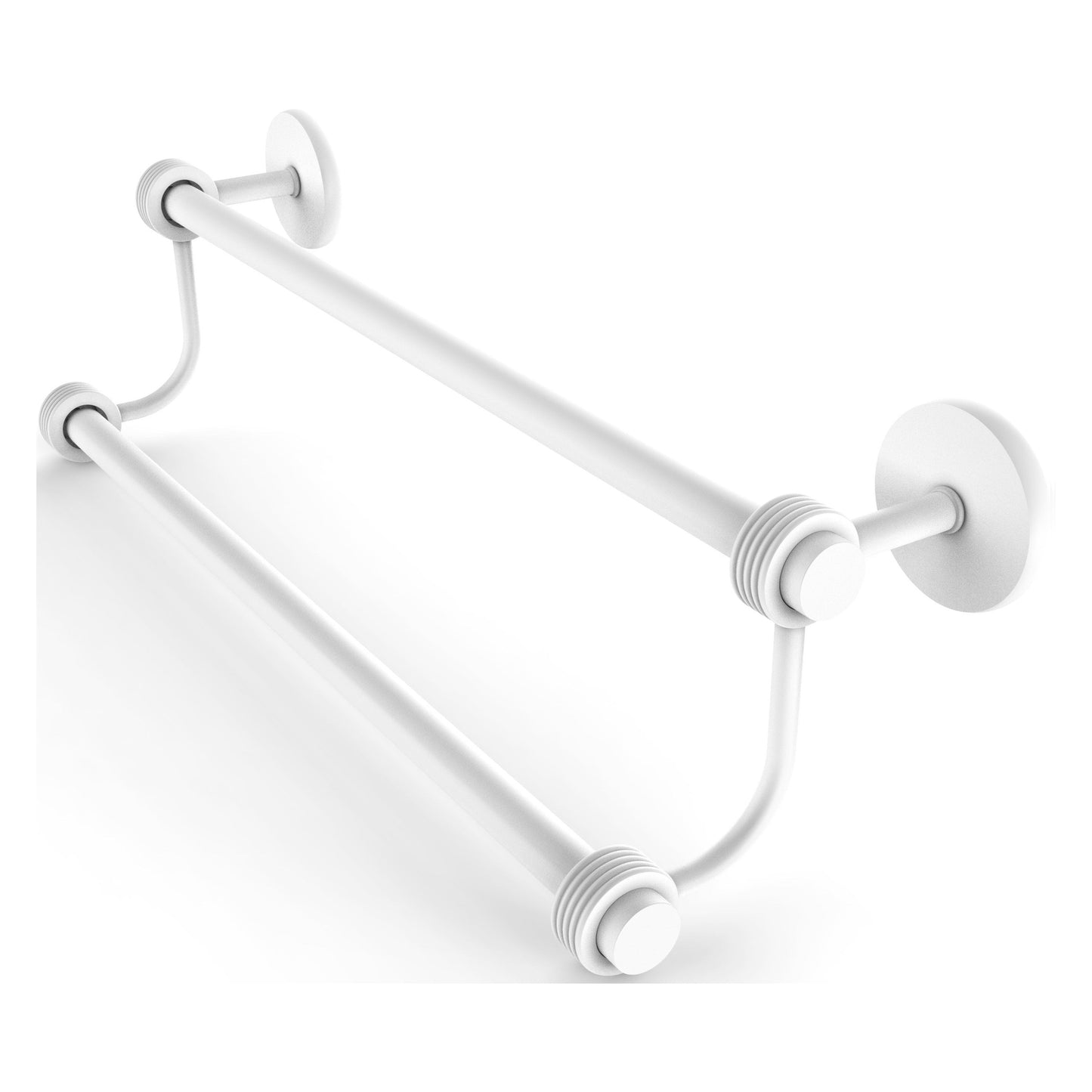 Allied Brass Satellite Orbit Two 18" x 20.5" Matte White Solid Brass Double Towel Bar With Grooved Accent