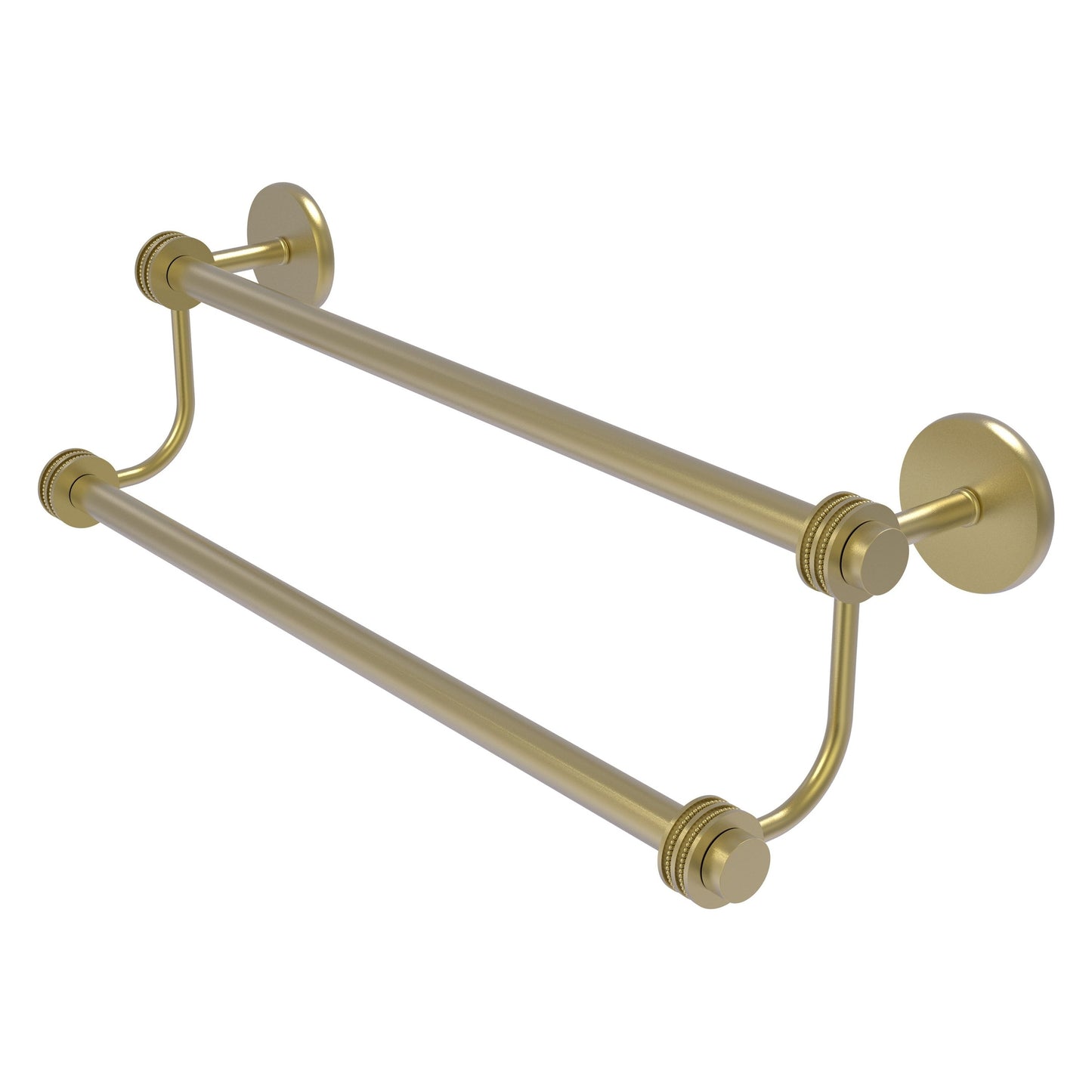 Allied Brass Satellite Orbit Two 18" x 20.5" Satin Brass Solid Brass Double Towel Bar With Dotted Accent