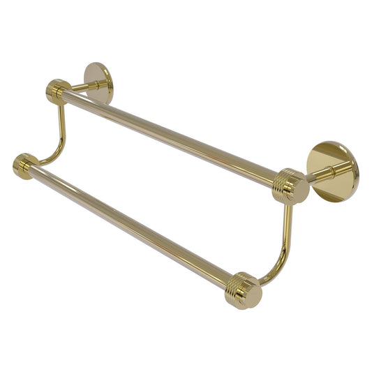 Allied Brass Satellite Orbit Two 18" x 20.5" Unlacquered Brass Solid Brass Double Towel Bar With Grooved Accent