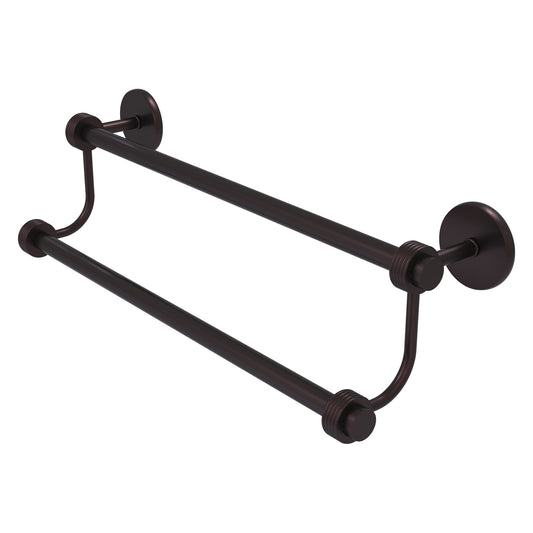 Allied Brass Satellite Orbit Two 24" x 26.5" Antique Bronze Solid Brass Double Towel Bar With Grooved Accent