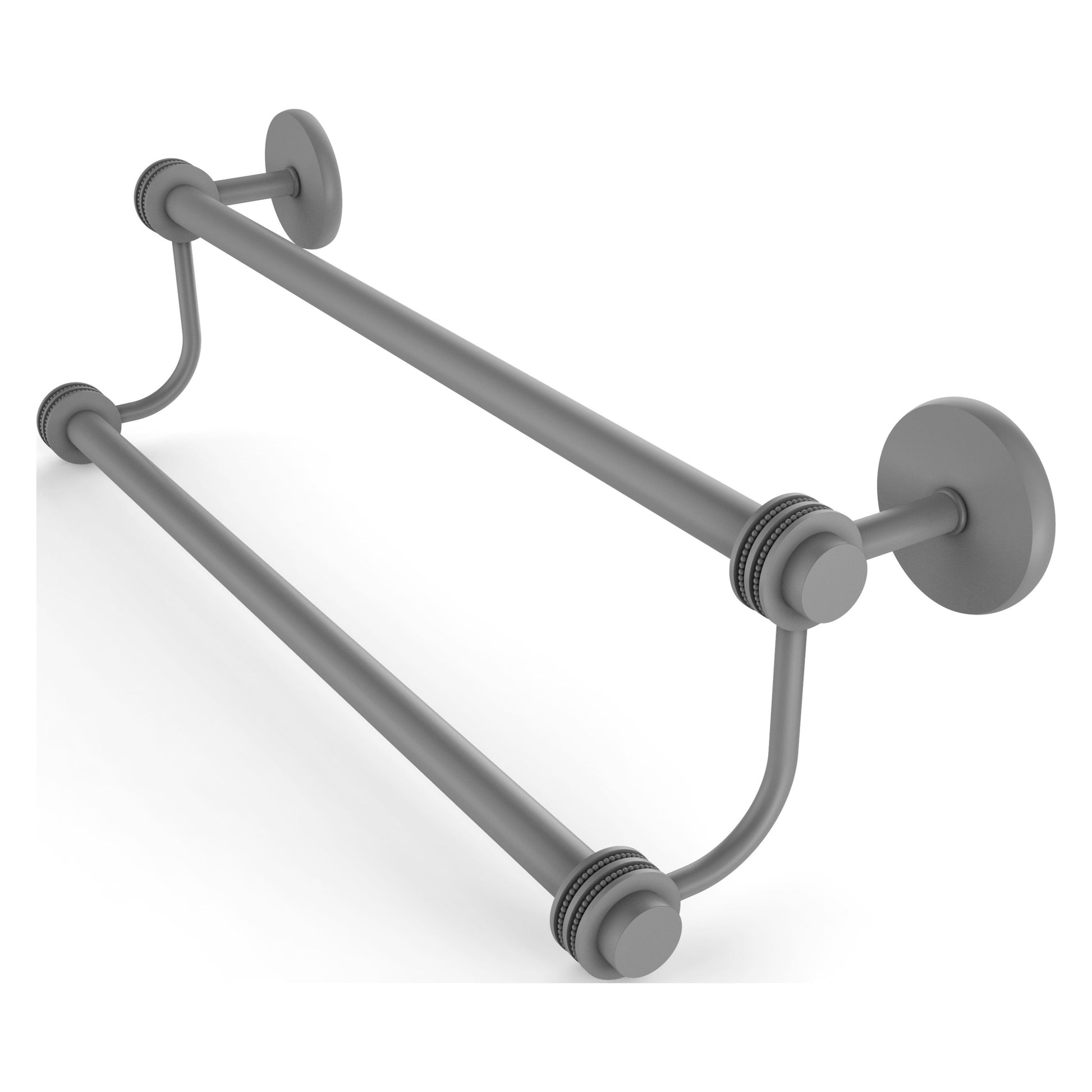 Allied Brass Satellite Orbit Two 24" x 26.5" Matte Gray Solid Brass Double Towel Bar With Dotted Accent