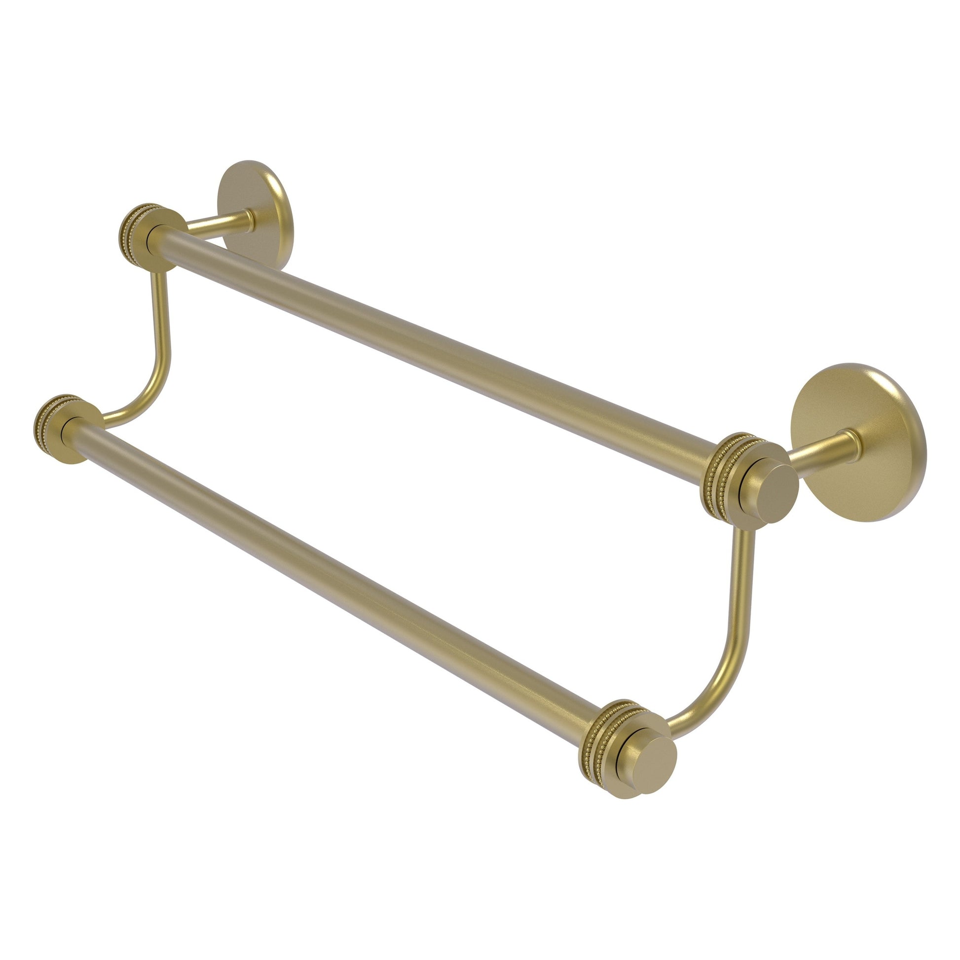Allied Brass Satellite Orbit Two 24" x 26.5" Satin Brass Solid Brass Double Towel Bar With Dotted Accent