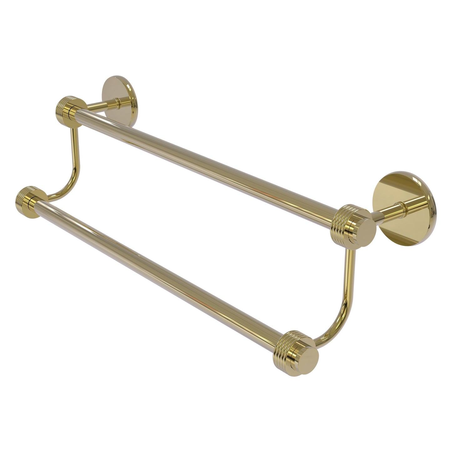 Allied Brass Satellite Orbit Two 24" x 26.5" Unlacquered Brass Solid Brass Double Towel Bar With Grooved Accent