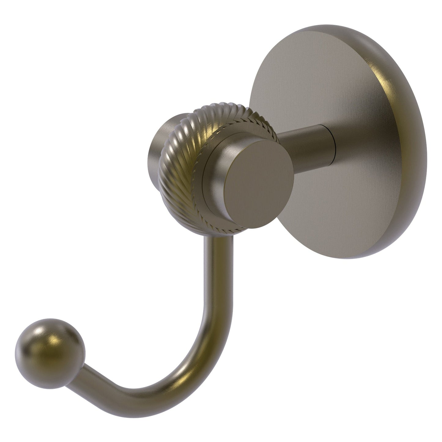 Allied Brass Satellite Orbit Two 2.77" x 4.54" Antique Brass Solid Brass Robe Hook With Twisted Accents
