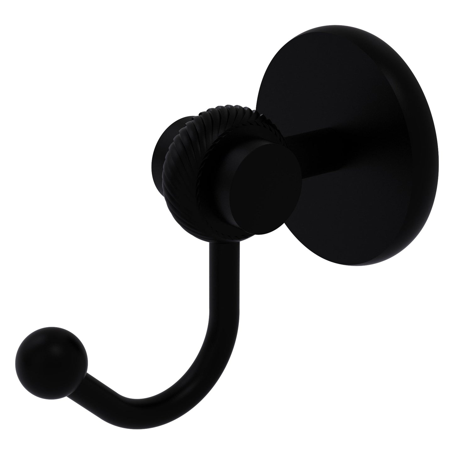 Allied Brass Satellite Orbit Two 2.77" x 4.54" Matte Black Solid Brass Robe Hook With Twisted Accents