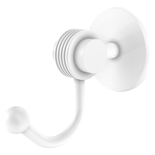Allied Brass Satellite Orbit Two 2.77" x 4.54" Matte White Solid Brass Robe Hook With Grooved Accents