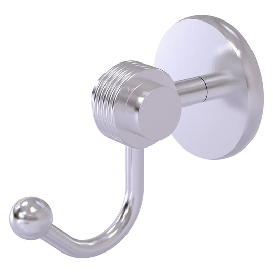 Allied Brass Satellite Orbit Two 2.77" x 4.54" Satin Chrome Solid Brass Robe Hook With Grooved Accents