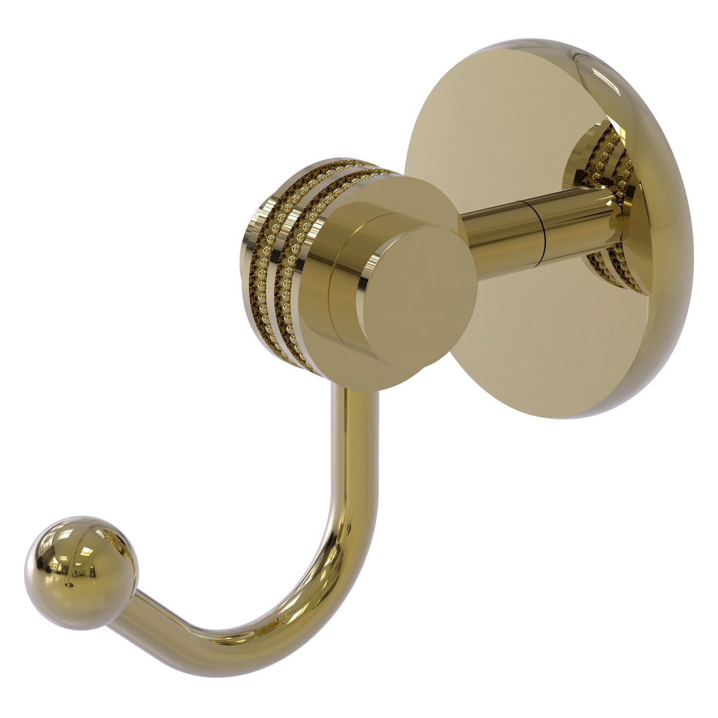 Allied Brass Satellite Orbit Two 2.77" x 4.54" Unlacquered Brass Solid Brass Robe Hook With Dotted Accents