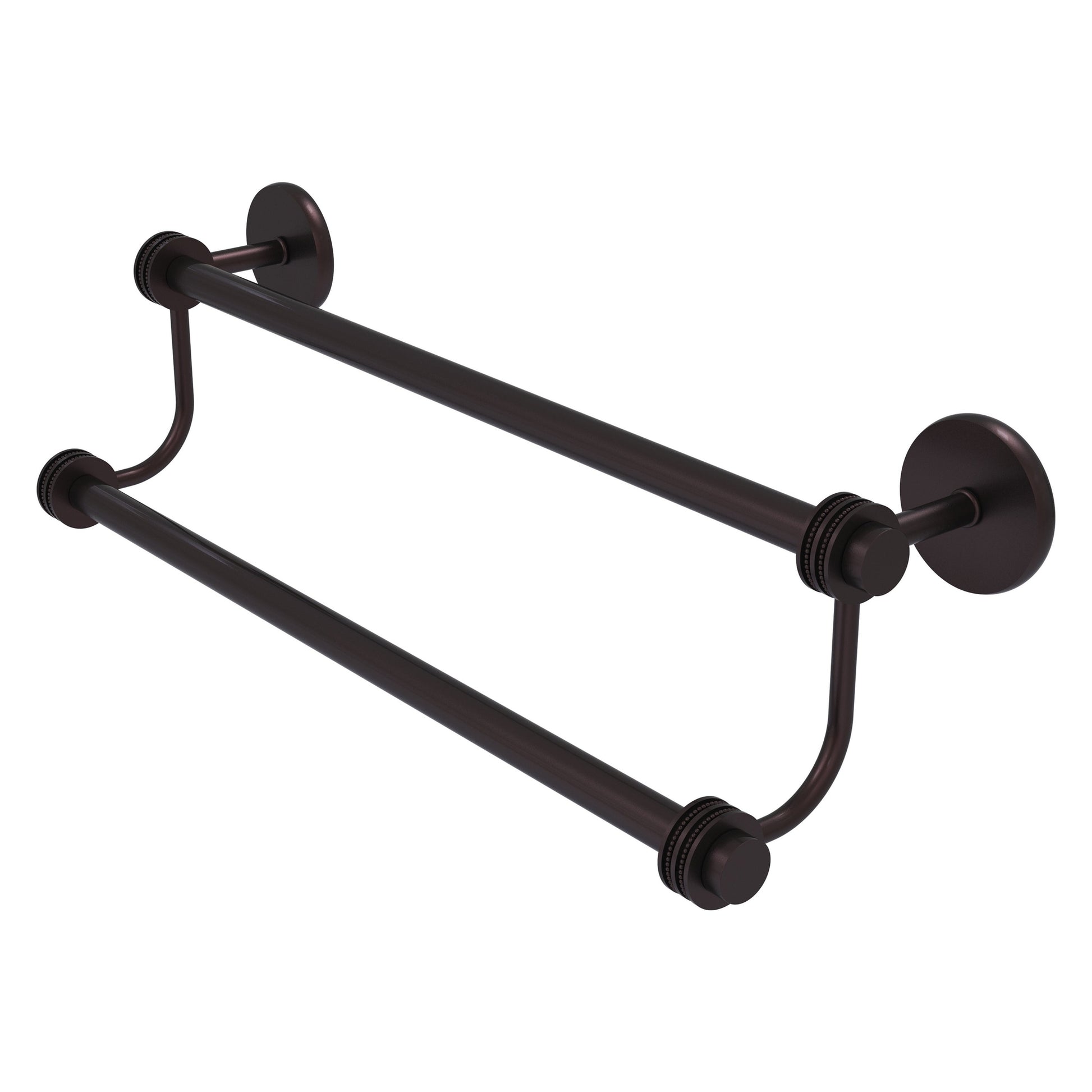 Allied Brass Satellite Orbit Two 36" x 38.5" Antique Bronze Solid Brass Double Towel Bar With Dotted Accent