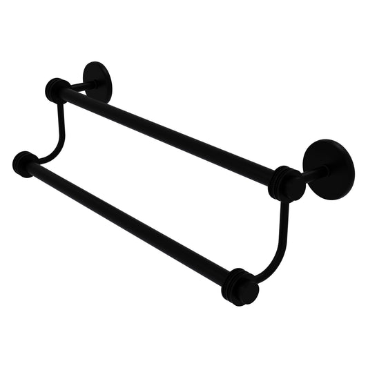 Allied Brass Satellite Orbit Two 36" x 38.5" Matte Black Solid Brass Double Towel Bar With Dotted Accent