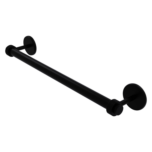 Allied Brass Satellite Orbit Two 36" x 38.5" Matte Black Solid Brass Towel Bar With Grooved Detail