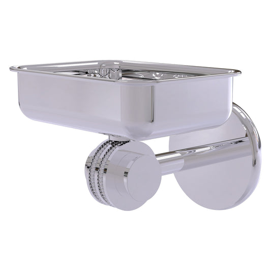 Allied Brass Satellite Orbit Two 4.5" x 3.5" Polished Chrome Solid Brass Wall-Mounted Soap Dish With Dotted Accents