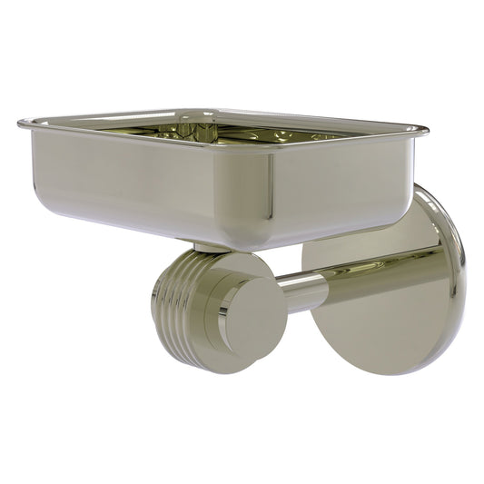 Allied Brass Satellite Orbit Two 4.5" x 3.5" Polished Nickel Solid Brass Wall-Mounted Soap Dish With Grooved Accents