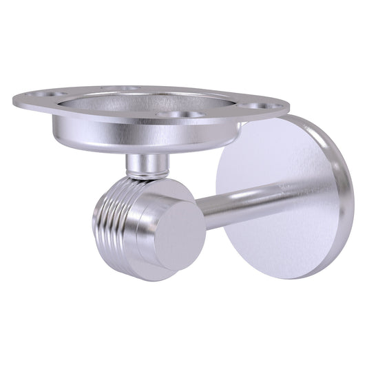 Allied Brass Satellite Orbit Two 4.5" x 3.5" Satin Chrome Solid Brass Tumbler and Toothbrush Holder With Grooved Accents