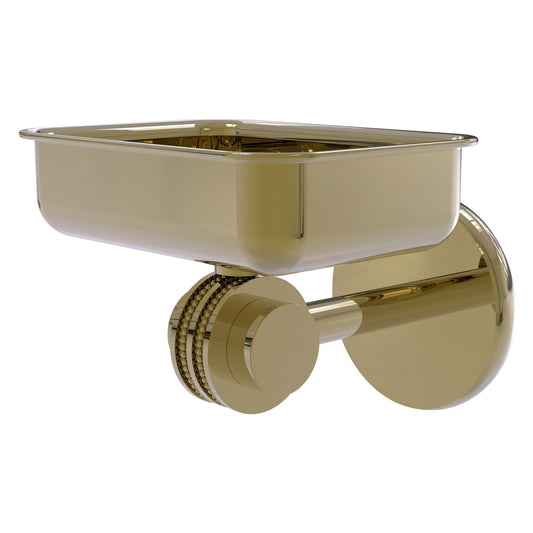Allied Brass Satellite Orbit Two 4.5" x 3.5" Unlacquered Brass Solid Brass Wall-Mounted Soap Dish With Dotted Accents
