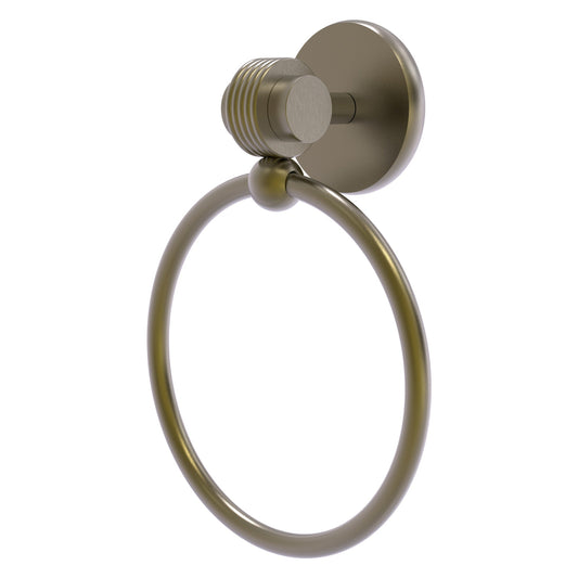 Allied Brass Satellite Orbit Two 6" x 3.5" Antique Brass Solid Brass Towel Ring With Grooved Accent