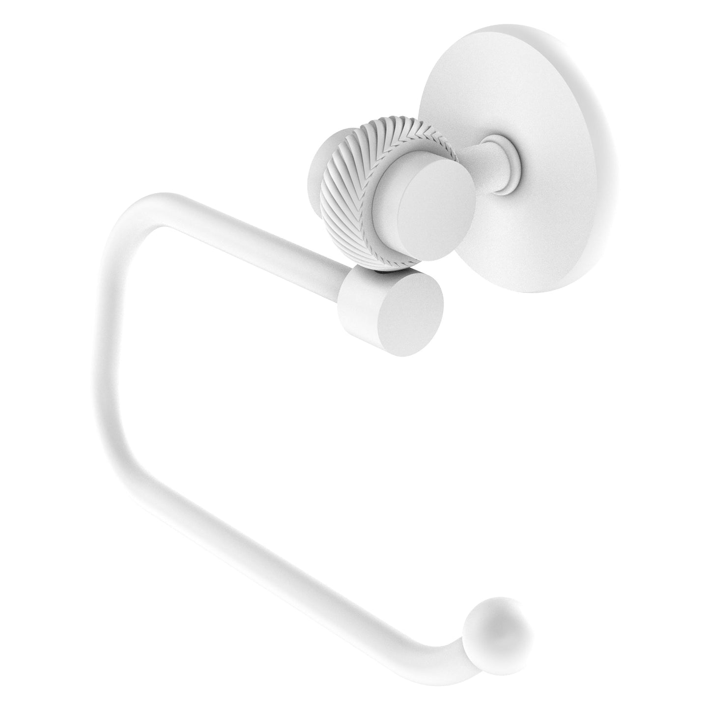 Allied Brass Satellite Orbit Two 7" x 2.6" Matte White Solid Brass Euro-Style Toilet Tissue Holder With Twisted Accents