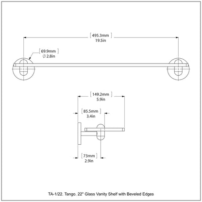 Allied Brass TA-1/22-BBR Tango 22" Brushed Bronze Glass Shelf
