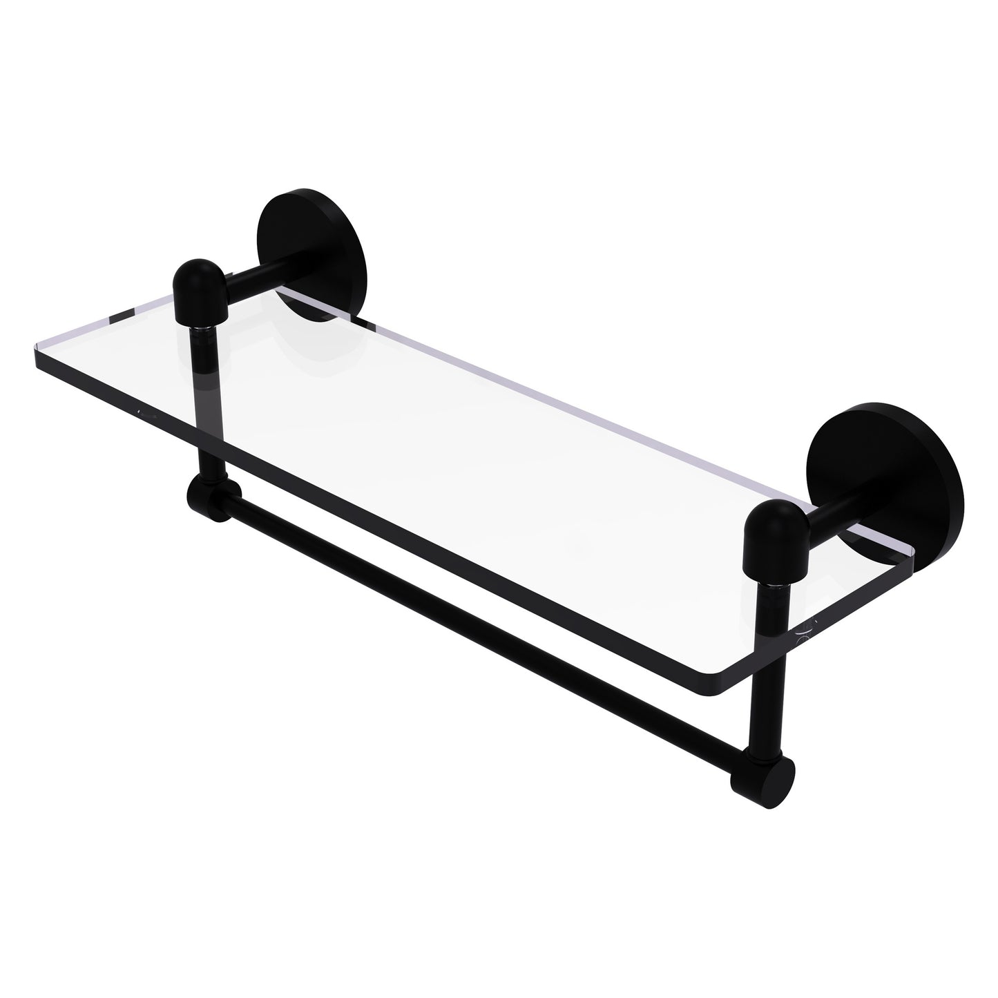 Allied Brass TA-1TB/16-BKM Tango 16" Matte Black Glass Shelf