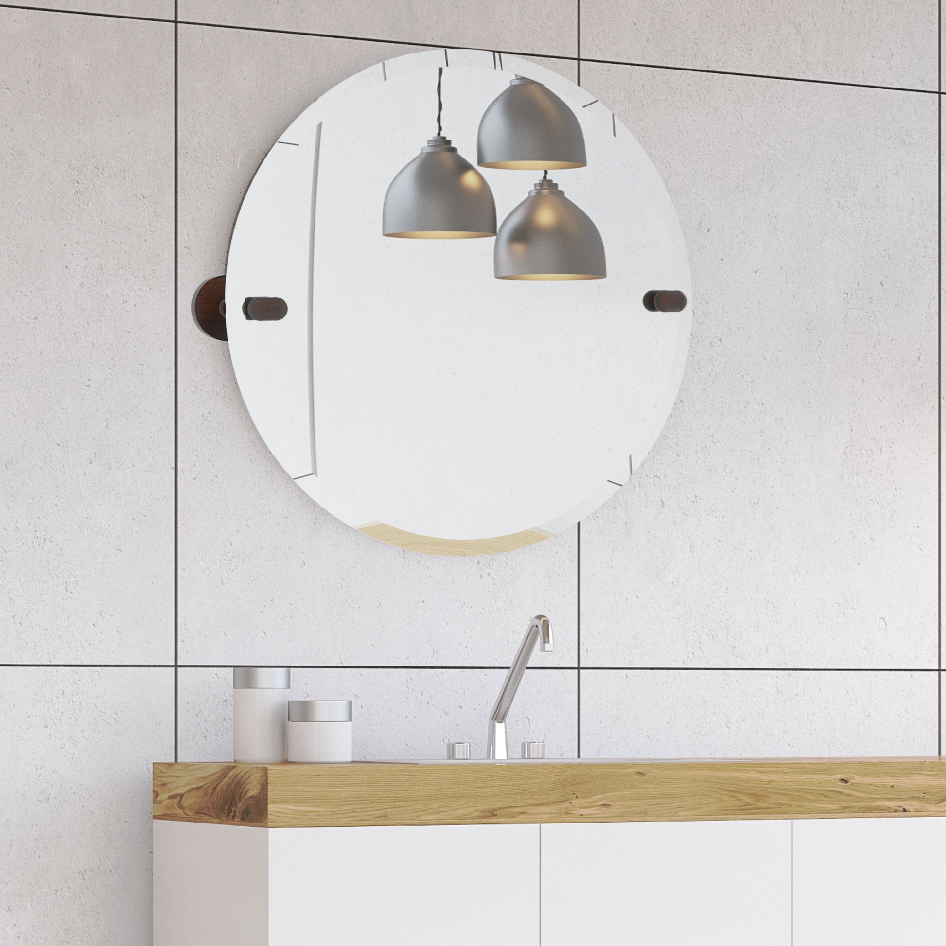 Allied Brass TA-90-VB Tango Venetian Bronze Round Frameless Tilt Wall Mirror With Beveled Edge