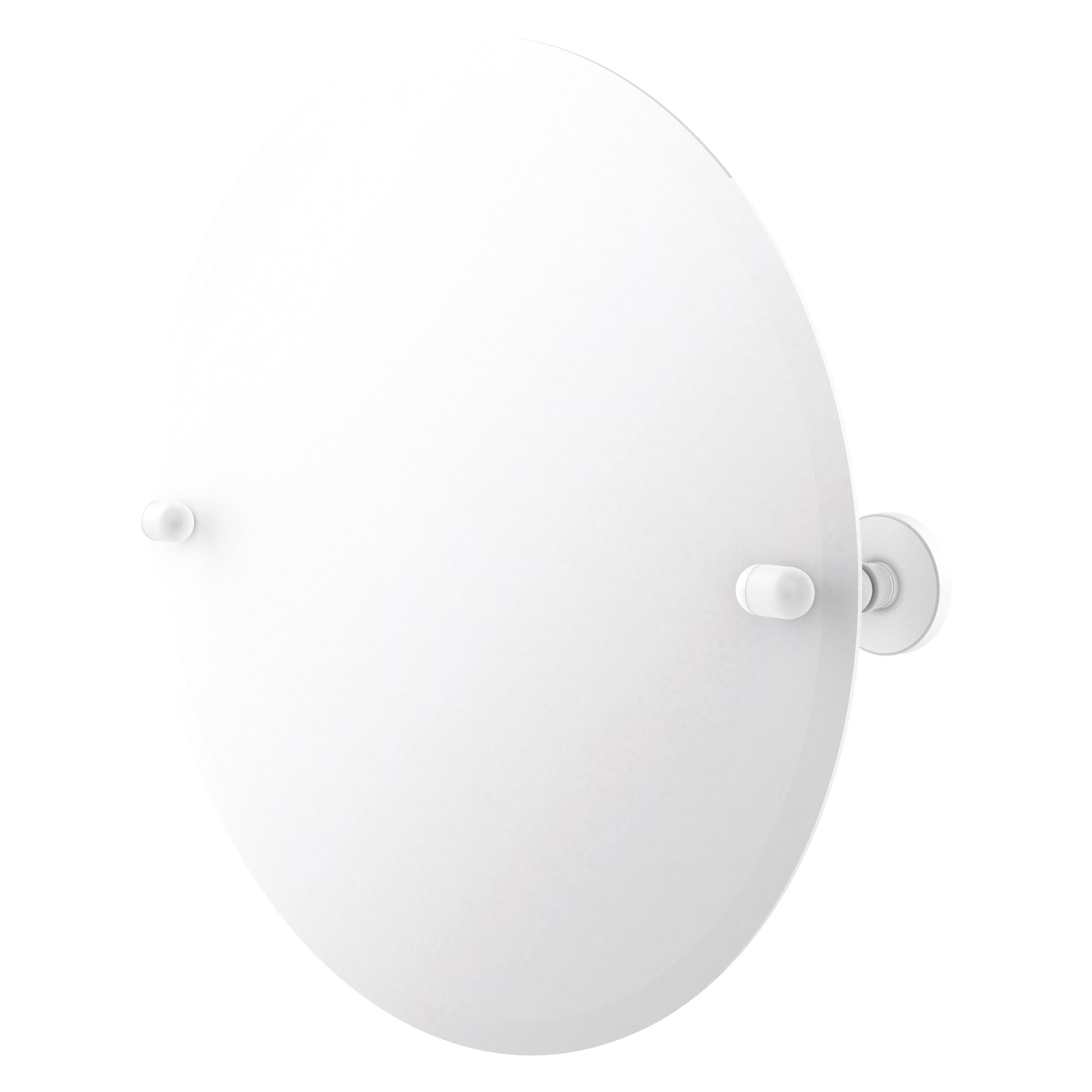 Allied Brass TA-90-WHM Tango Matte White Round Frameless Tilt Wall Mirror With Beveled Edge