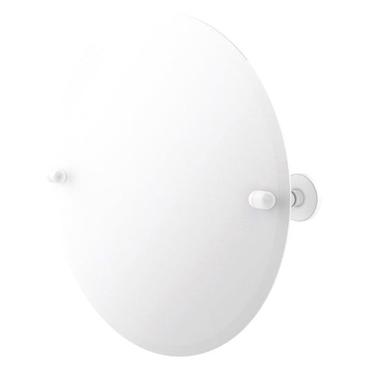 Allied Brass TA-90-WHM Tango Matte White Round Frameless Tilt Wall Mirror With Beveled Edge