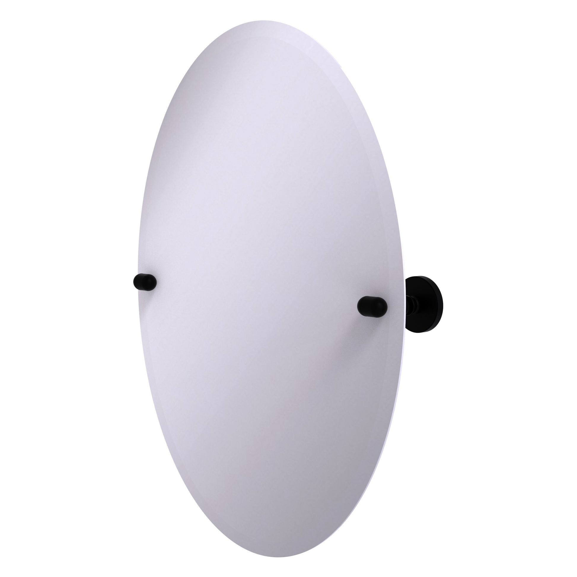 Allied Brass TA-91-BKM Tango Matte Black Oval Frameless Tilt Wall Mirror With Beveled Edge