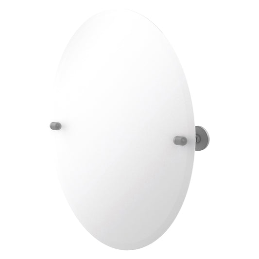 Allied Brass TA-91-GYM Tango Matte Gray Oval Frameless Tilt Wall Mirror With Beveled Edge