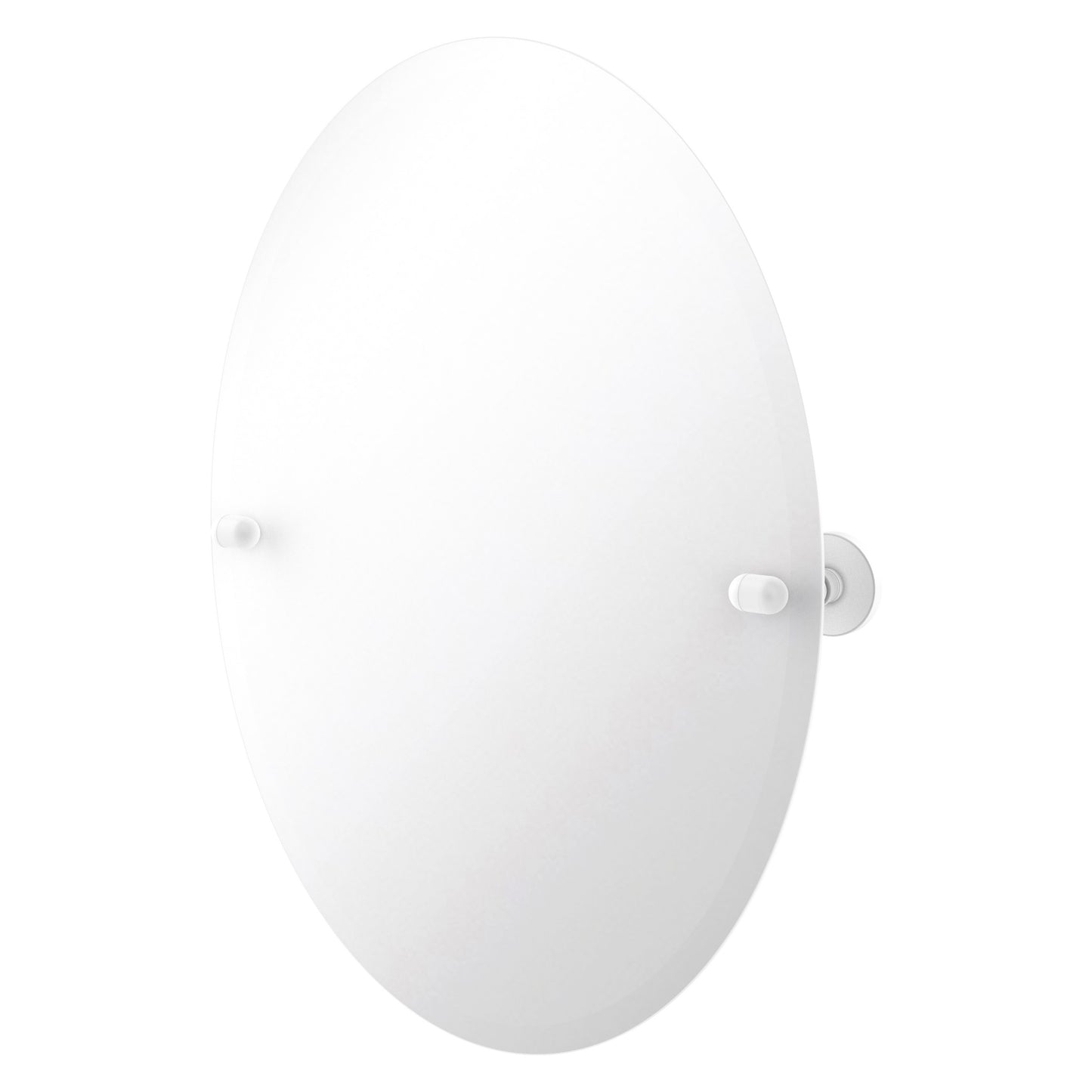 Allied Brass TA-91-WHM Tango Matte White Oval Frameless Tilt Wall Mirror With Beveled Edge