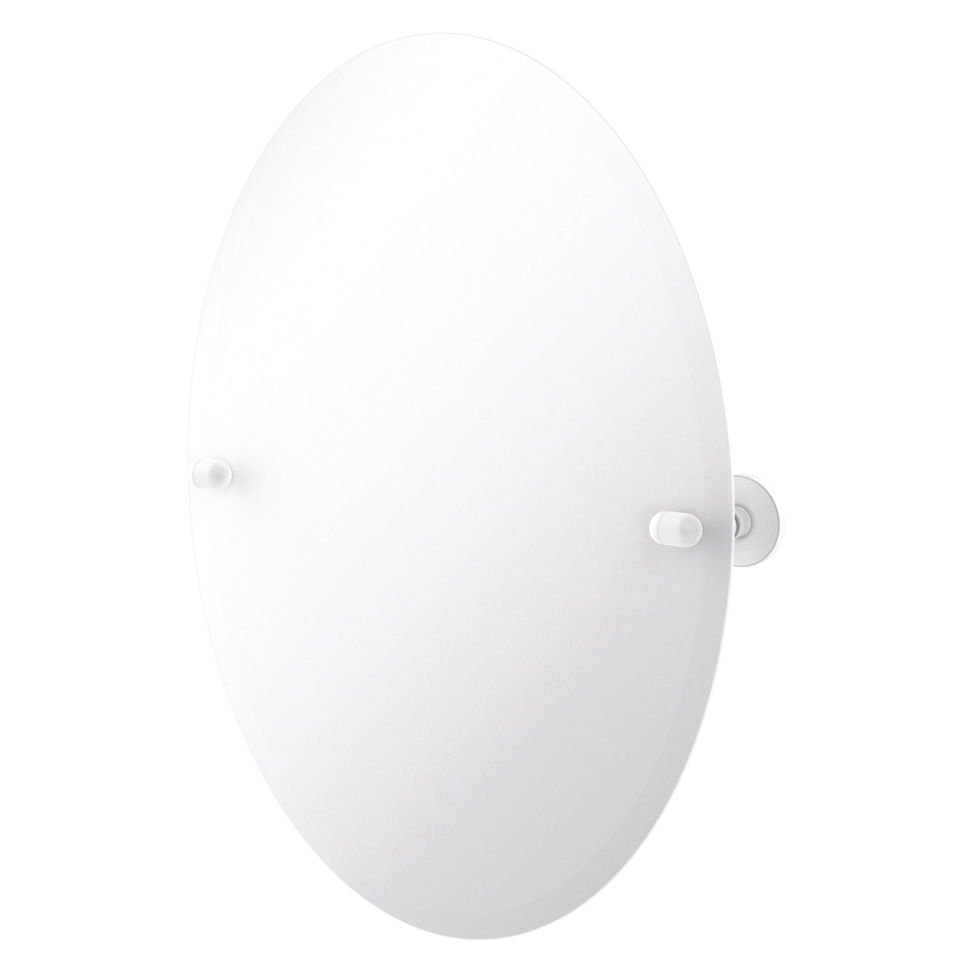 Allied Brass TA-91-WHM Tango Matte White Oval Frameless Tilt Wall Mirror With Beveled Edge