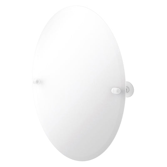 Allied Brass TA-91-WHM Tango Matte White Oval Frameless Tilt Wall Mirror With Beveled Edge
