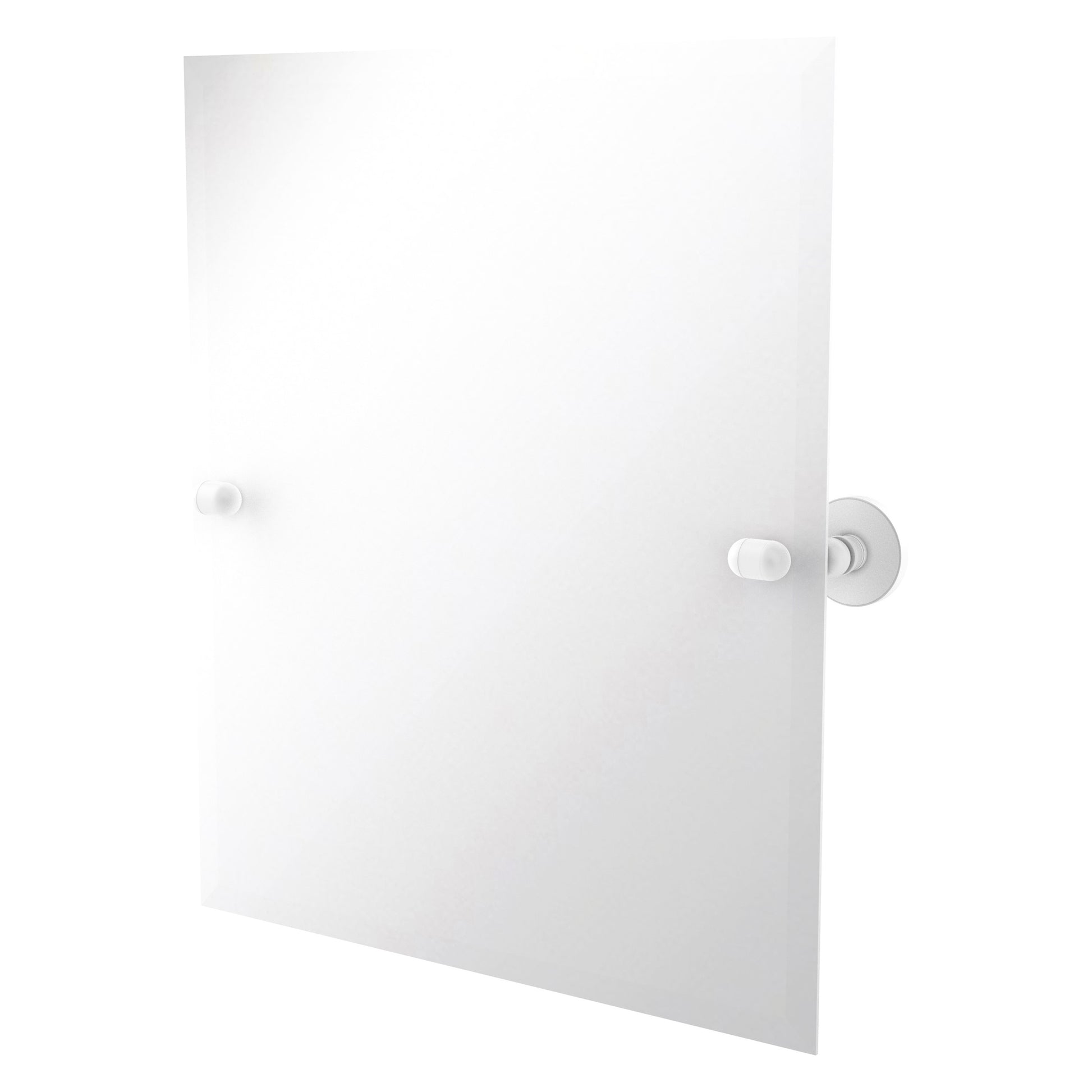 Allied Brass TA-92-WHM Tango Matte White Rectangular Frameless Tilt Wall Mirror With Beveled Edge