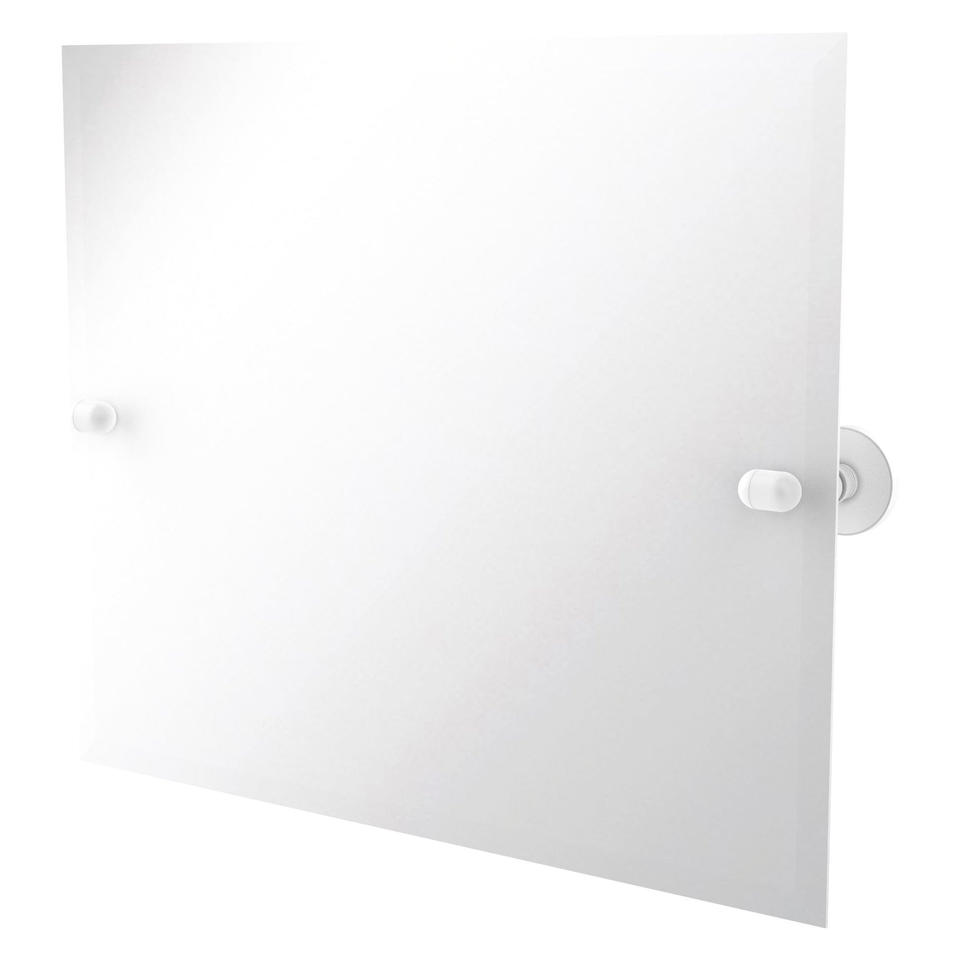 Allied Brass TA-93-WHM Tango Matte White Rectangular Landscape Frameless Tilt Wall Mirror With Beveled Edge