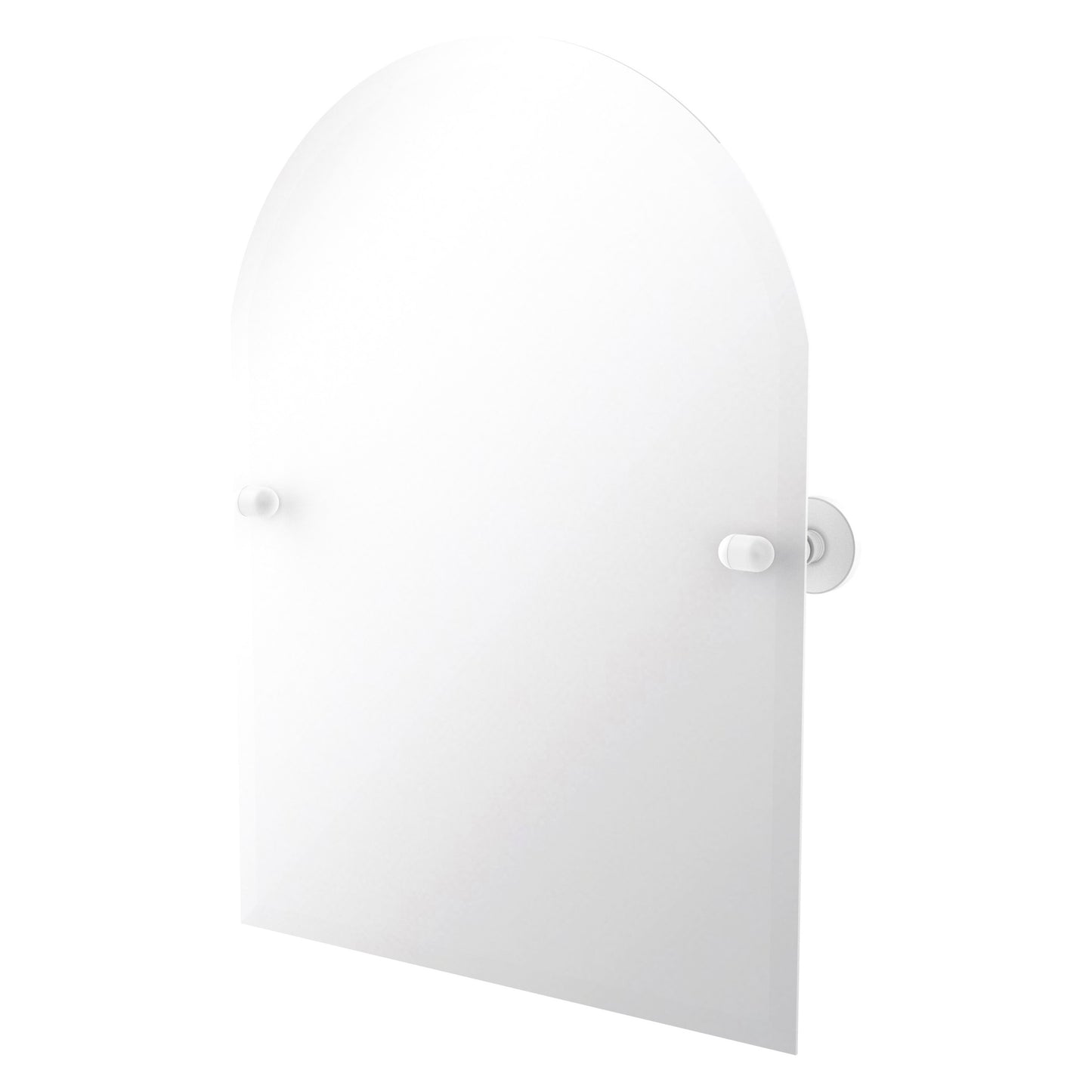 Allied Brass TA-94-WHM Tango Matte White Arched Top Tilt Wall Mirror With Beveled Edge