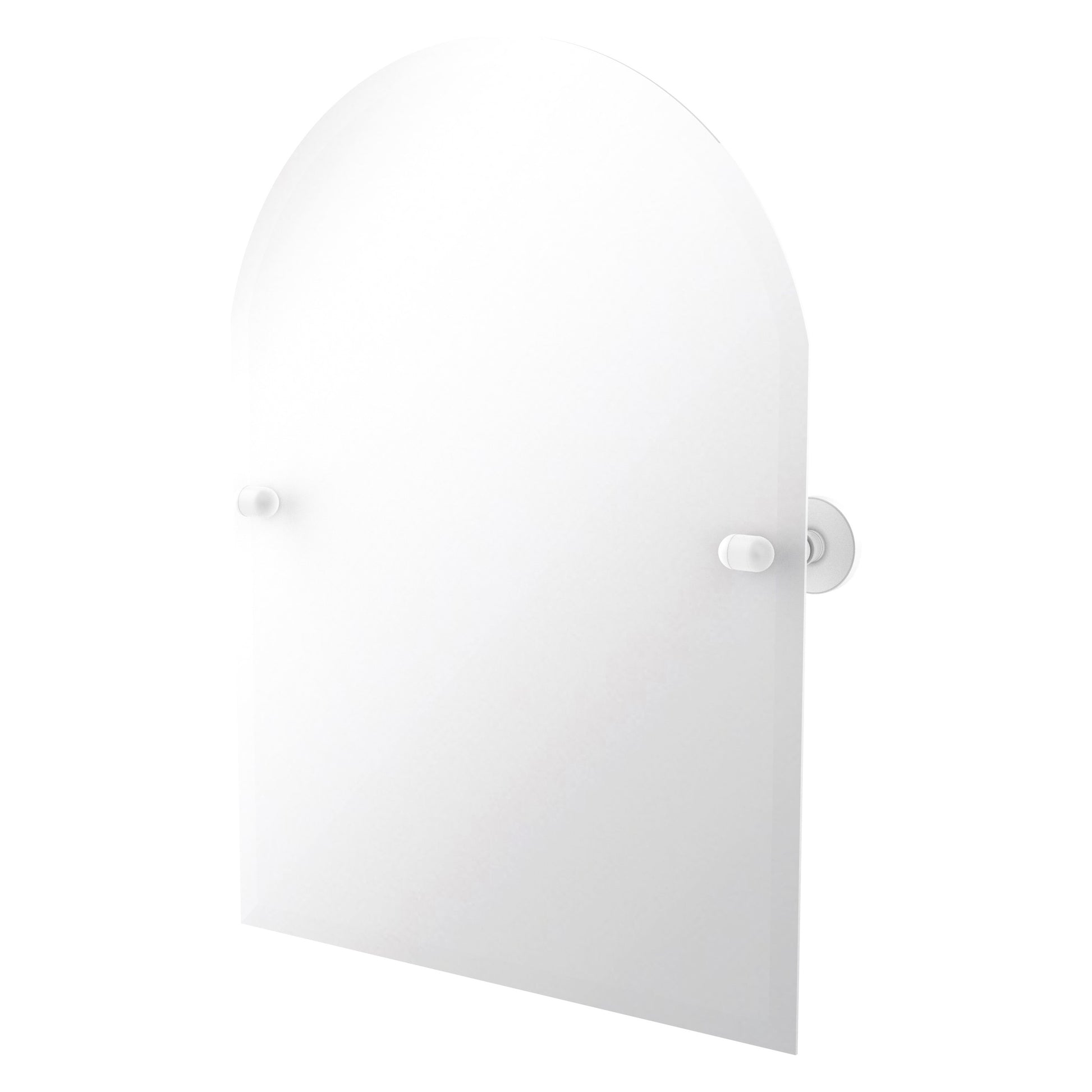 Allied Brass TA-94-WHM Tango Matte White Arched Top Tilt Wall Mirror With Beveled Edge