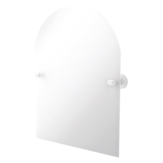 Allied Brass TA-94-WHM Tango Matte White Arched Top Tilt Wall Mirror With Beveled Edge
